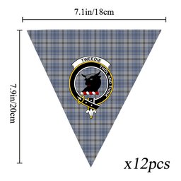 ScotsTee Shop Scottish Tweedie Crest Tartan Triangle Flags Tartan Bunting, Pennants (12pcs)