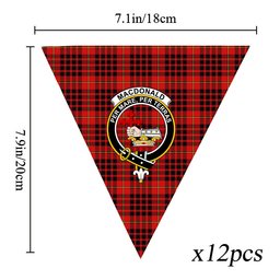 ScotsTee Shop Scottish MacDonald of Ardnamurchan Modern Crest Tartan Triangle Flags Tartan Bunting, Pennants (12pcs)