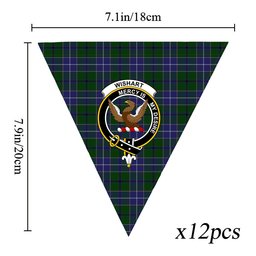 ScotsTee Shop Scottish Wishart Hunting Crest Tartan Triangle Flags Tartan Bunting, Pennants (12pcs)