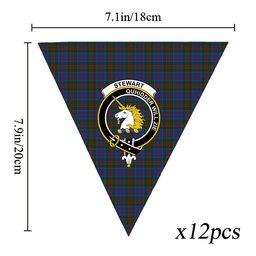 ScotsTee Shop Scottish Stewart of Appin 2 Crest Tartan Triangle Flags Tartan Bunting, Pennants (12pcs)