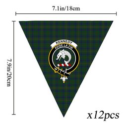 ScotsTee Shop Scottish Kennedy Crest Tartan Triangle Flags Tartan Bunting, Pennants (12pcs)
