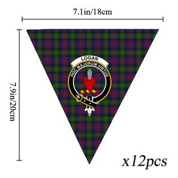 ScotsTee Shop Scottish Logan 1831 Crest Tartan Triangle Flags Tartan Bunting, Pennants (12pcs)