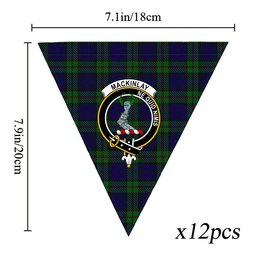 ScotsTee Shop Scottish MacKinlay 2_4 black stripes Crest Tartan Triangle Flags Tartan Bunting, Pennants (12pcs)