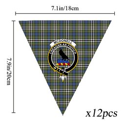 ScotsTee Shop Scottish McDonell of Glengarry Dress Ancient Crest Tartan Triangle Flags Tartan Bunting, Pennants (12pcs)