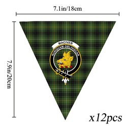 ScotsTee Shop Scottish MacIver Hunting Crest Tartan Triangle Flags Tartan Bunting, Pennants (12pcs)