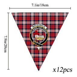 ScotsTee Shop Scottish MacDonald Dress Irish Modern Crest Tartan Triangle Flags Tartan Bunting, Pennants (12pcs)