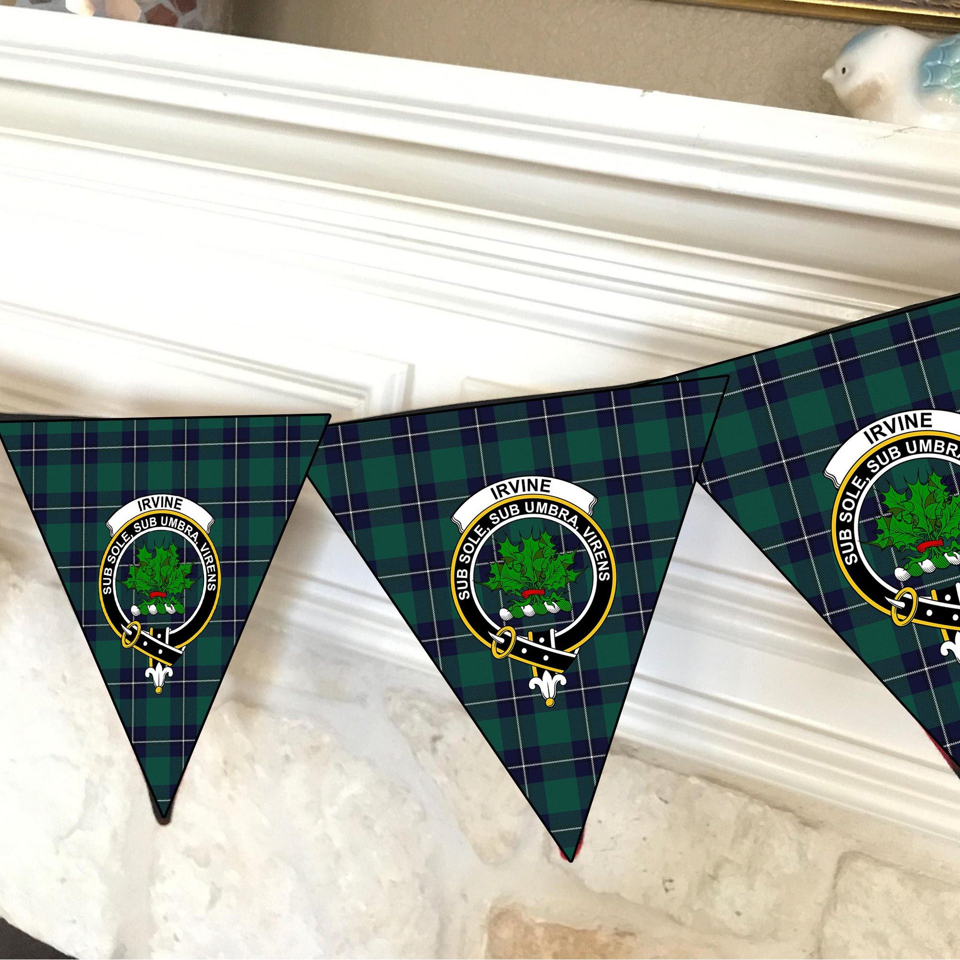 ScotsTee Shop Scottish Irvine Modern Crest Tartan Triangle Flags Tartan Bunting, Pennants (12pcs)
