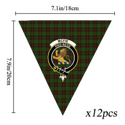 ScotsTee Shop Scottish McFie Hunting Crest Tartan Triangle Flags Tartan Bunting, Pennants (12pcs)