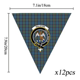 ScotsTee Shop Scottish Ralston UK Crest Tartan Triangle Flags Tartan Bunting, Pennants (12pcs)