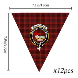 ScotsTee Shop Scottish MacDonald of Ardnamurchan Crest Tartan Triangle Flags Tartan Bunting, Pennants (12pcs)