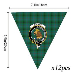 ScotsTee Shop Scottish Walker Hunting Ancient Crest Tartan Triangle Flags Tartan Bunting, Pennants (12pcs)
