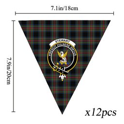 ScotsTee Shop Scottish Stewart Black Ancient Crest Tartan Triangle Flags Tartan Bunting, Pennants (12pcs)