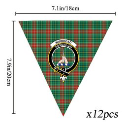 ScotsTee Shop Scottish Muirhead Modern Crest Tartan Triangle Flags Tartan Bunting, Pennants (12pcs)