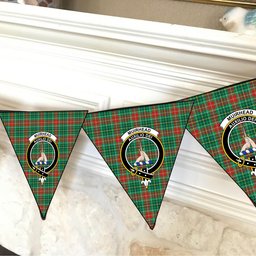 ScotsTee Shop Scottish Muirhead Modern Crest Tartan Triangle Flags Tartan Bunting, Pennants (12pcs)