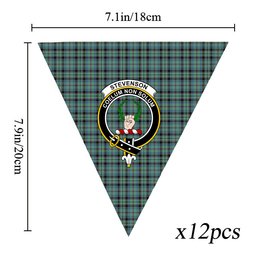 ScotsTee Shop Scottish Stevenson Ancient Crest Tartan Triangle Flags Tartan Bunting, Pennants (12pcs)