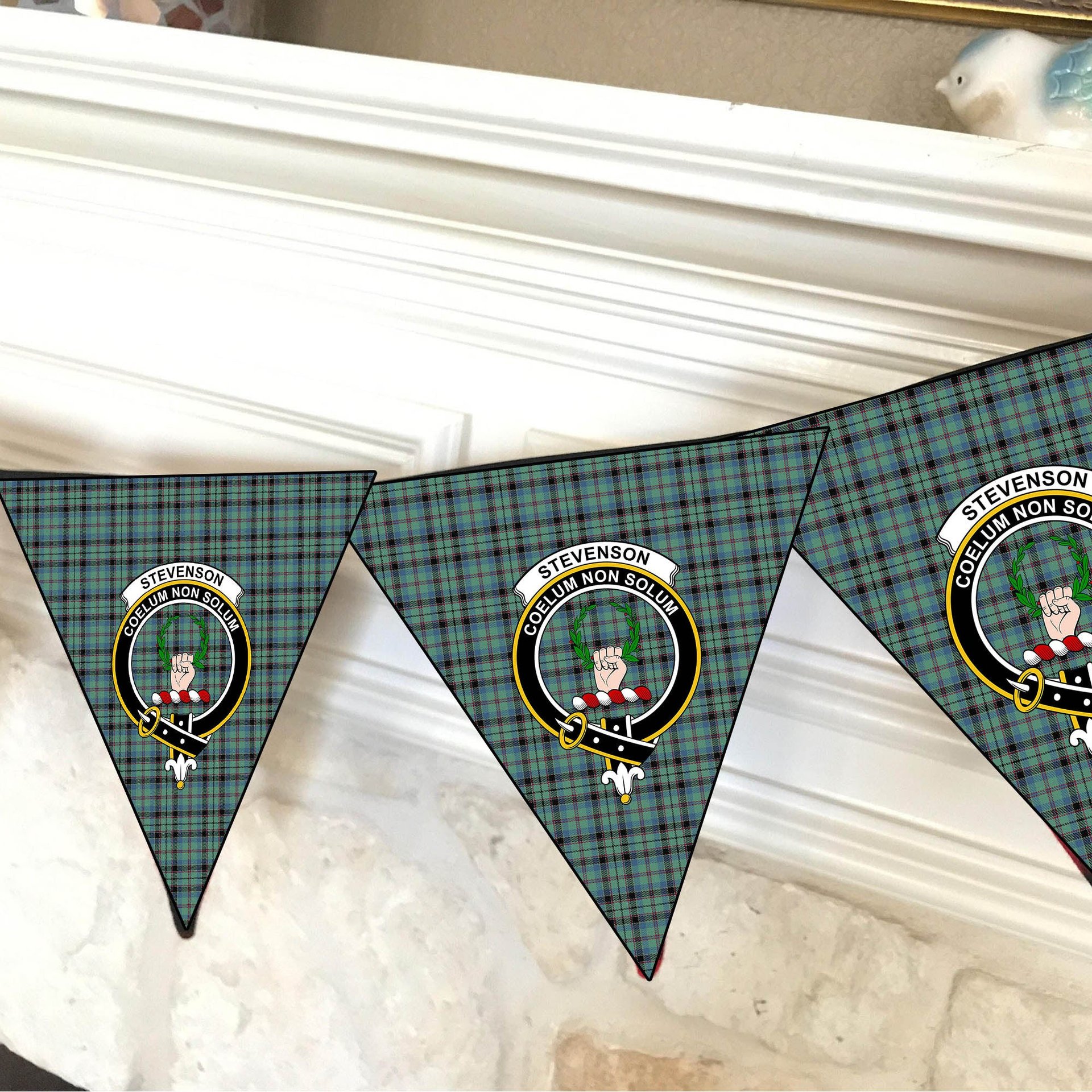 ScotsTee Shop Scottish Stevenson Ancient Crest Tartan Triangle Flags Tartan Bunting, Pennants (12pcs)