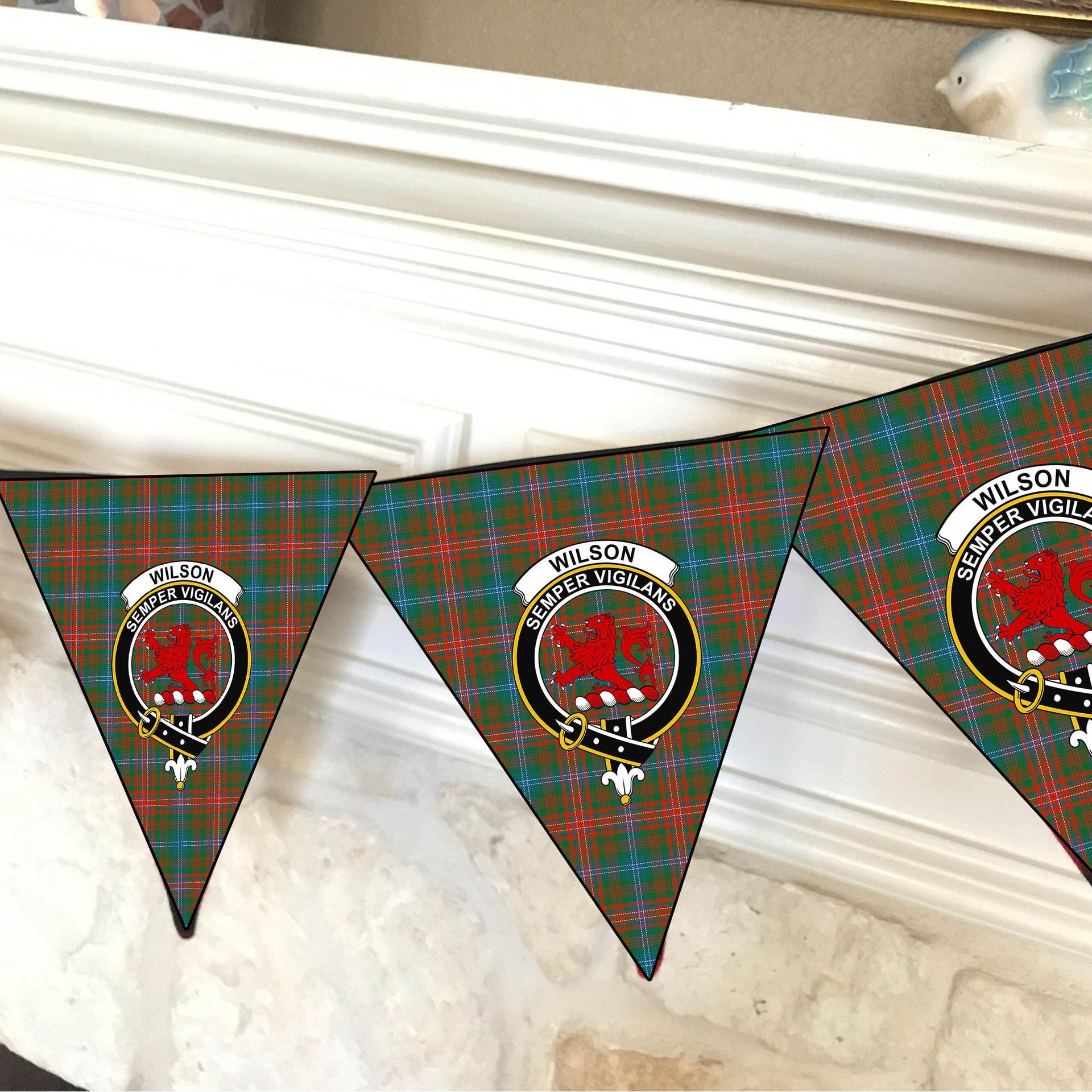 ScotsTee Shop Scottish Wilson Janet Ancient Clan Crest Tartan Triangle Flags Tartan Bunting, Pennants (12pcs)