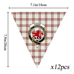 ScotsTee Shop Scottish Young Christina Ancient Crest Tartan Triangle Flags Tartan Bunting, Pennants (12pcs)
