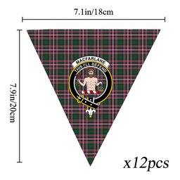ScotsTee Shop Scottish MacFarlane Hunting Modern Crest Tartan Triangle Flags Tartan Bunting, Pennants (12pcs)