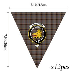 ScotsTee Shop Scottish Thompson special grey Crest Tartan Triangle Flags Tartan Bunting, Pennants (12pcs)