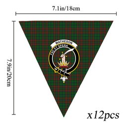 ScotsTee Shop Scottish Matheson Hunting Highland Crest Tartan Triangle Flags Tartan Bunting, Pennants (12pcs)