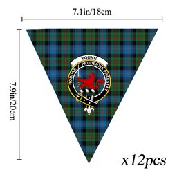ScotsTee Shop Scottish Young Melvina Ancient Crest Tartan Triangle Flags Tartan Bunting, Pennants (12pcs)
