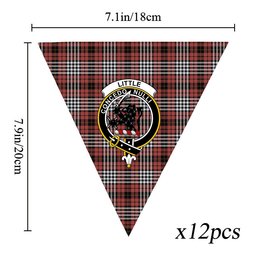 ScotsTee Shop Scottish Little of Morton Rigg Ancient Crest Tartan Triangle Flags Tartan Bunting, Pennants (12pcs)