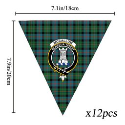 ScotsTee Shop Scottish McCallum Ancient Crest Tartan Triangle Flags Tartan Bunting, Pennants (12pcs)