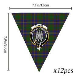 ScotsTee Shop Scottish Strang of Balkaskie Crest Tartan Triangle Flags Tartan Bunting, Pennants (12pcs)
