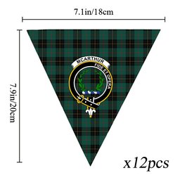 ScotsTee Shop Scottish McArthur-Fox Hunting Modern Crest Tartan Triangle Flags Tartan Bunting, Pennants (12pcs)