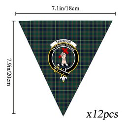 ScotsTee Shop Scottish Tailyour Modern Crest Tartan Triangle Flags Tartan Bunting, Pennants (12pcs)