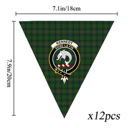 ScotsTee Shop Scottish Kennedy 3 Crest Tartan Triangle Flags Tartan Bunting, Pennants (12pcs)