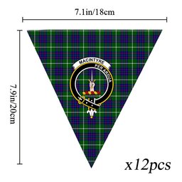 ScotsTee Shop Scottish MacIntyre Hunting Modern Crest Tartan Triangle Flags Tartan Bunting, Pennants (12pcs)