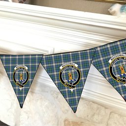 ScotsTee Shop Scottish MacDowall Modern Crest Tartan Triangle Flags Tartan Bunting, Pennants (12pcs)