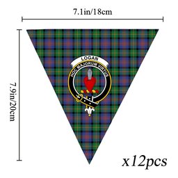 ScotsTee Shop Scottish Logan Ancient Crest Tartan Triangle Flags Tartan Bunting, Pennants (12pcs)