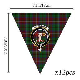 ScotsTee Shop Scottish McCulloch Crest Tartan Triangle Flags Tartan Bunting, Pennants (12pcs)