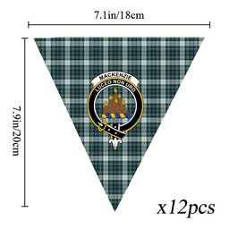 ScotsTee Shop Scottish MacKenzie Dress Ancient Crest Tartan Triangle Flags Tartan Bunting, Pennants (12pcs)