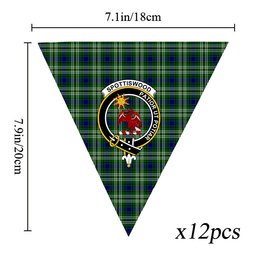 ScotsTee Shop Scottish Spottiswood Crest Tartan Triangle Flags Tartan Bunting, Pennants (12pcs)