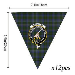 ScotsTee Shop Scottish MacMillan Hunting Crest Tartan Triangle Flags Tartan Bunting, Pennants (12pcs)