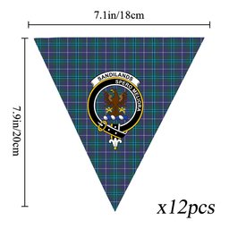 ScotsTee Shop Scottish Sandilands Crest Tartan Triangle Flags Tartan Bunting, Pennants (12pcs)