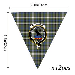 ScotsTee Shop Scottish MacDonell of Glengarry Dress Ancient Crest Tartan Triangle Flags Tartan Bunting, Pennants (12pcs)