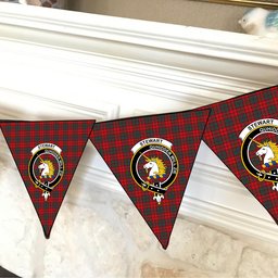 ScotsTee Shop Scottish Stewart of Appin Modern Clan Crest Tartan Triangle Flags Tartan Bunting, Pennants (12pcs)