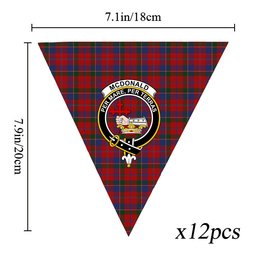 ScotsTee Shop Scottish McDonald of Glenaladale Crest Tartan Triangle Flags Tartan Bunting, Pennants (12pcs)