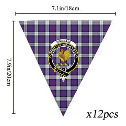 ScotsTee Shop Scottish Sinclair Dress (Dance) Modern Clan Crest Tartan Triangle Flags Tartan Bunting, Pennants (12pcs)
