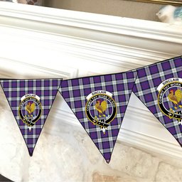 ScotsTee Shop Scottish Sinclair Dress (Dance) Modern Clan Crest Tartan Triangle Flags Tartan Bunting, Pennants (12pcs)