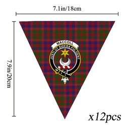 ScotsTee Shop Scottish MacColl Hunting Crest Tartan Triangle Flags Tartan Bunting, Pennants (12pcs)
