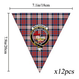 ScotsTee Shop Scottish MacDonald Dress Irish Ancient Crest Tartan Triangle Flags Tartan Bunting, Pennants (12pcs)