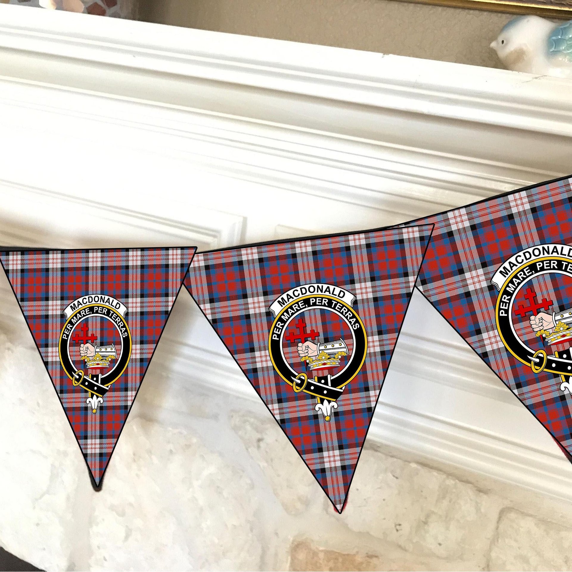 ScotsTee Shop Scottish MacDonald Dress Irish Ancient Crest Tartan Triangle Flags Tartan Bunting, Pennants (12pcs)