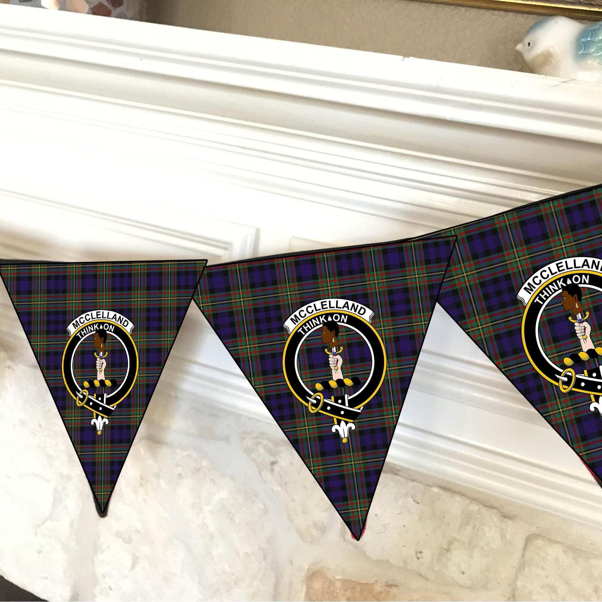 ScotsTee Shop Scottish McClelland Crest Tartan Triangle Flags Tartan Bunting, Pennants (12pcs)