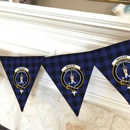ScotsTee Shop Scottish MacKay Blue #02 Crest Tartan Triangle Flags Tartan Bunting, Pennants (12pcs)
